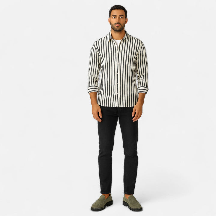 Delmor | Men’s Striped Long Sleeve Shirt – Premium Tailored Stripe for Refined Casual & Professional Wear