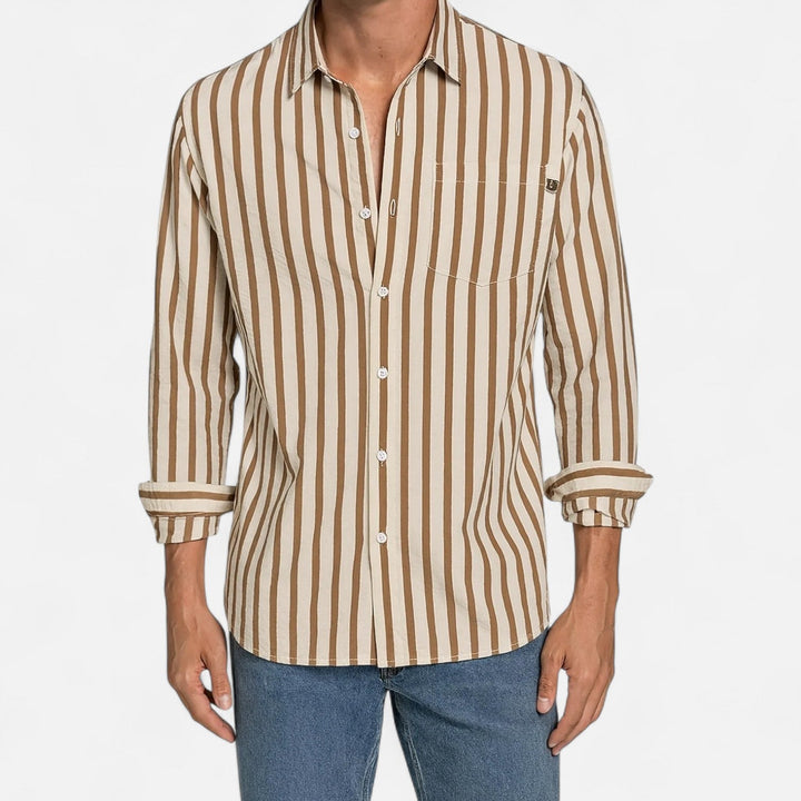 Delmor | Men’s Striped Long Sleeve Shirt – Premium Tailored Stripe for Refined Casual & Professional Wear