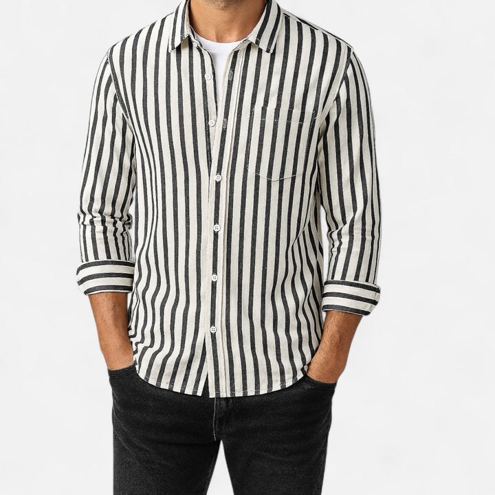 Delmor | Men’s Striped Long Sleeve Shirt – Premium Tailored Stripe for Refined Casual & Professional Wear