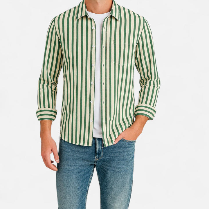 Delmor | Men’s Striped Long Sleeve Shirt – Premium Tailored Stripe for Refined Casual & Professional Wear